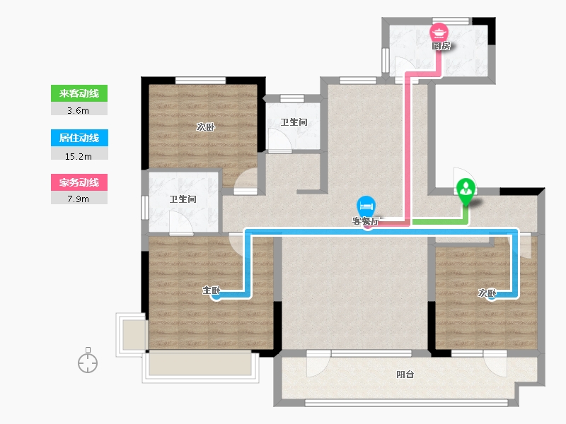 山东省-东营市-凯泽翡翠澜庭-109.34-户型库-动静线