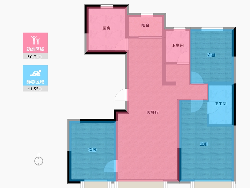 吉林省-长春市-润德華城-81.94-户型库-动静分区