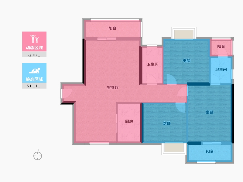 湖北省-鄂州市-莲花新城-120.00-户型库-动静分区