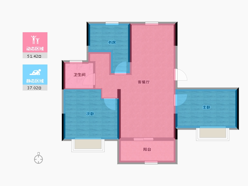 陕西省-宝鸡市-高新锐时代-78.83-户型库-动静分区