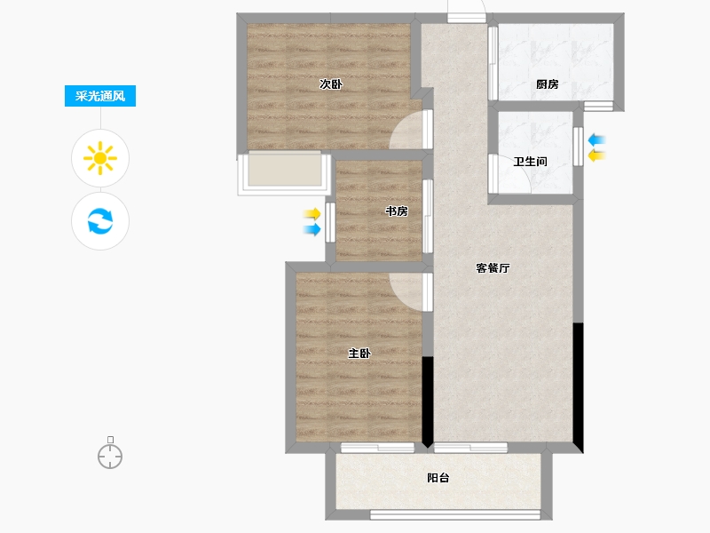 河南省-郑州市-永威城玖著-72.01-户型库-采光通风