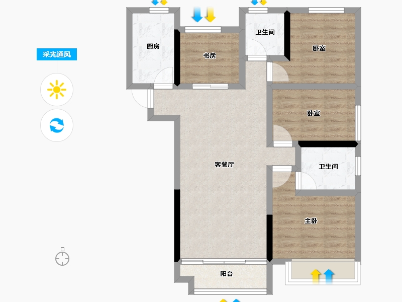 河南省-郑州市-中建·林溪上郡-77.58-户型库-采光通风