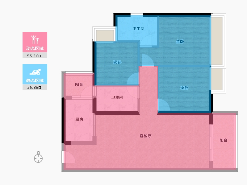 海南省-文昌市-合景·月亮湾-82.45-户型库-动静分区