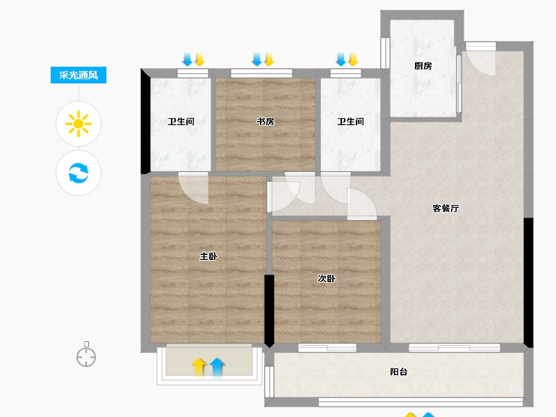 浙江省-嘉兴市-中天锦澜府-84.00-户型库-采光通风