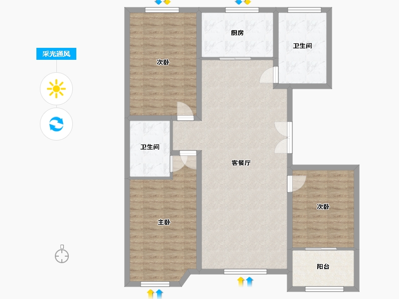 山东省-潍坊市-天骄御园-110.00-户型库-采光通风