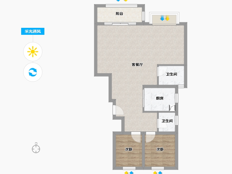 浙江省-金华市-宝龙广场-95.00-户型库-采光通风