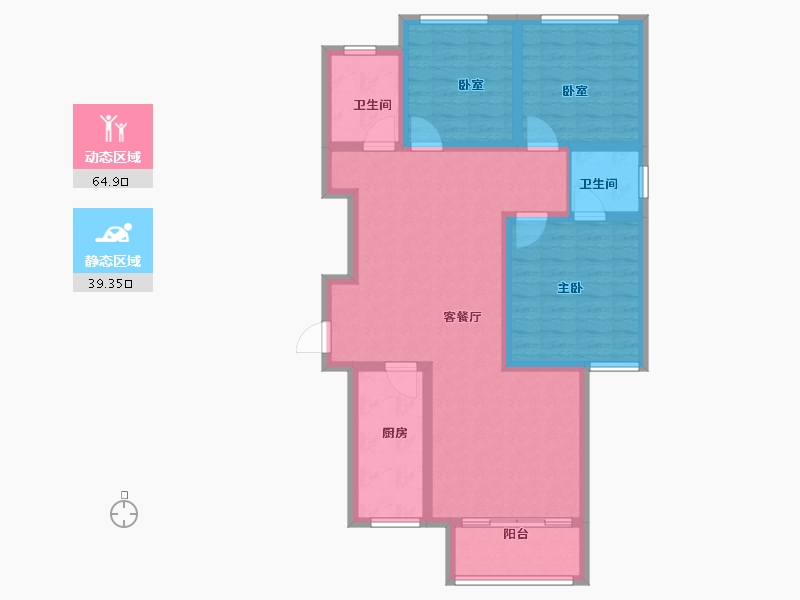 陕西省-宝鸡市-锦华世纪苑-92.80-户型库-动静分区