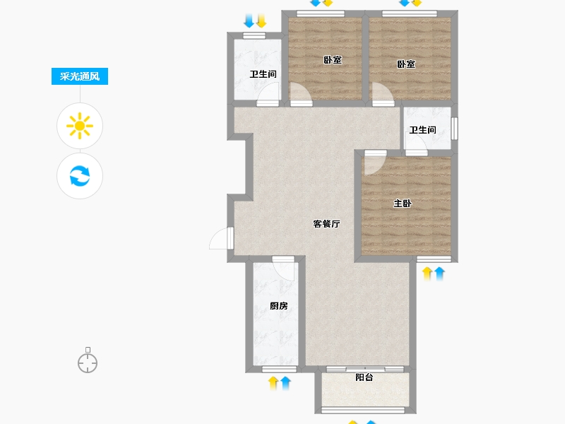 陕西省-宝鸡市-锦华世纪苑-92.80-户型库-采光通风