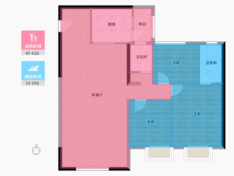 新疆维吾尔自治区-乌鲁木齐市-碧桂园拾光里-95.45-户型库-动静分区