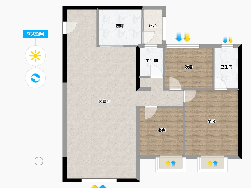 新疆维吾尔自治区-乌鲁木齐市-碧桂园拾光里-95.45-户型库-采光通风