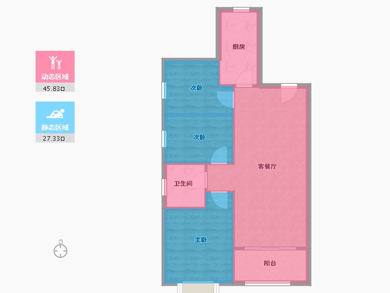 内蒙古自治区-呼和浩特市-恒大城-74.00-户型库-动静分区