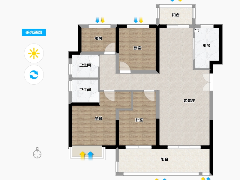 河南省-安阳市-建业世和府北园-100.81-户型库-采光通风