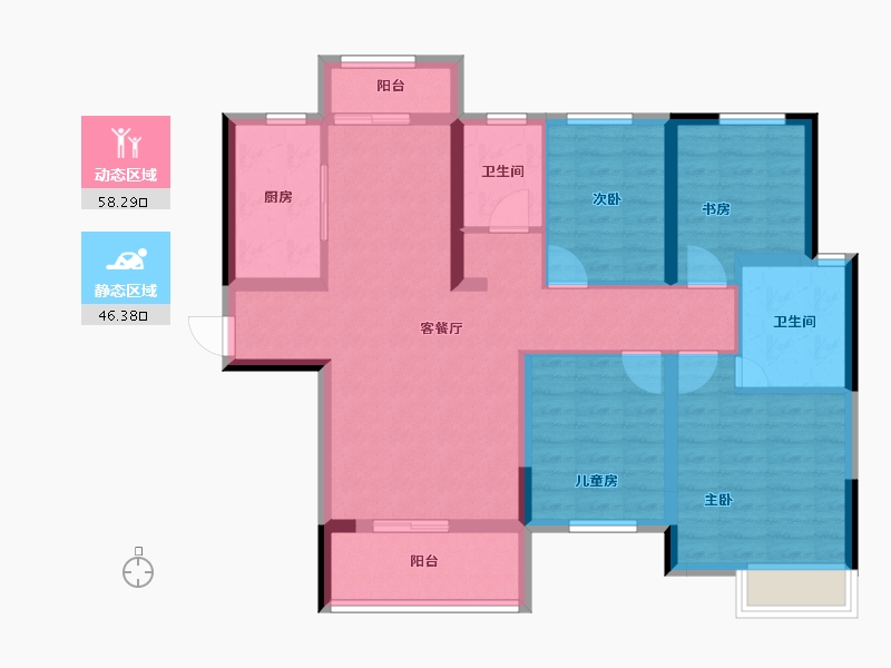 湖南省-长沙市-中建·璟和城-92.67-户型库-动静分区