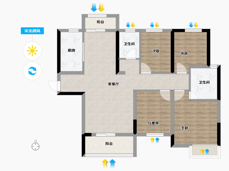 湖南省-长沙市-中建·璟和城-92.67-户型库-采光通风