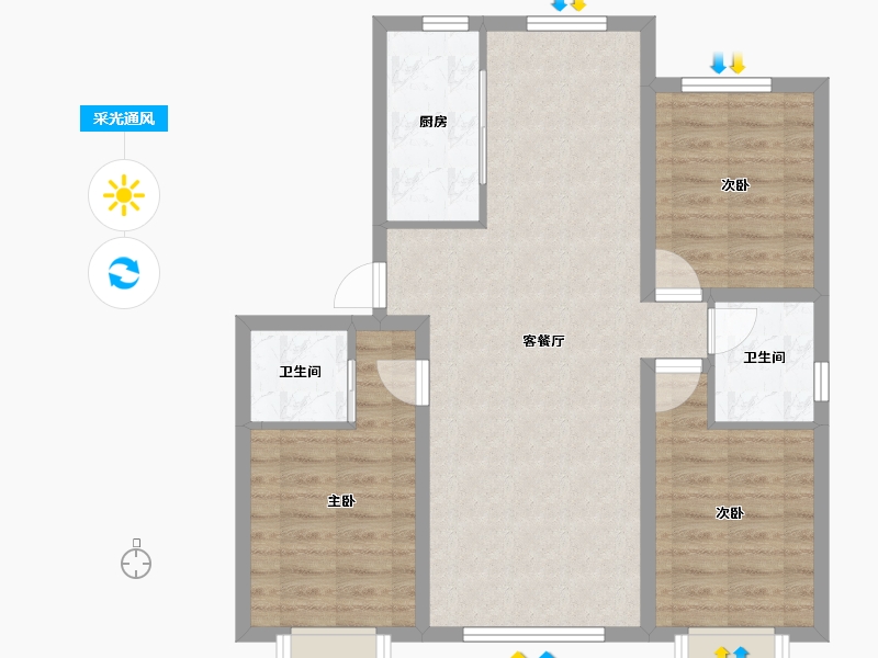 新疆维吾尔自治区-乌鲁木齐市-万田海棠花园-79.35-户型库-采光通风