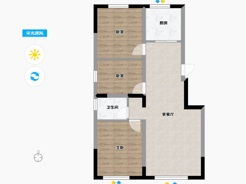 吉林省-吉林市-泊逸·天玺甲第-68.46-户型库-采光通风