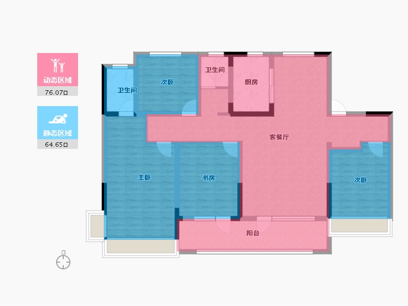 山东省-东营市-凯泽翡翠澜庭-125.35-户型库-动静分区