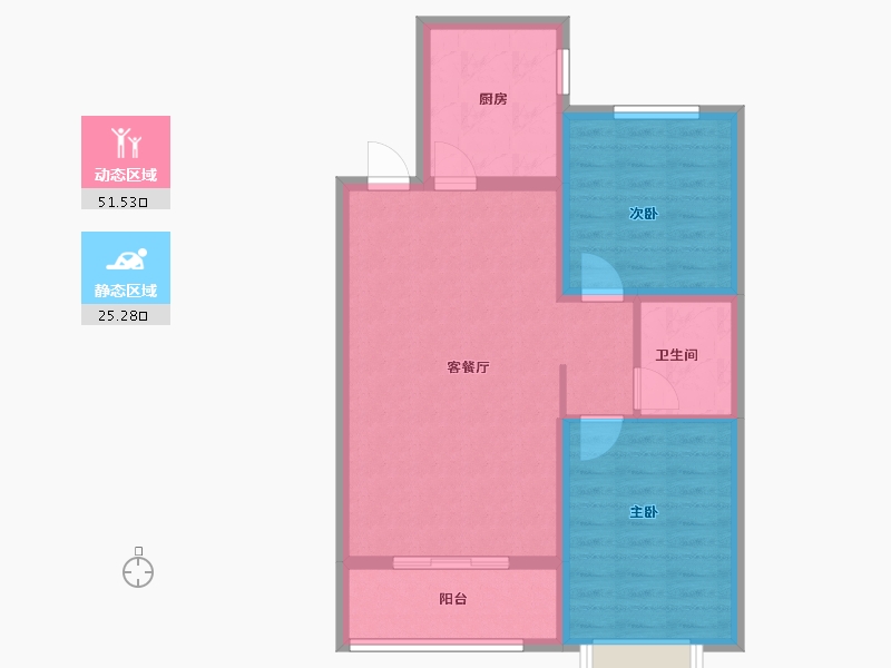 河北省-保定市-润达尚东城-68.77-户型库-动静分区