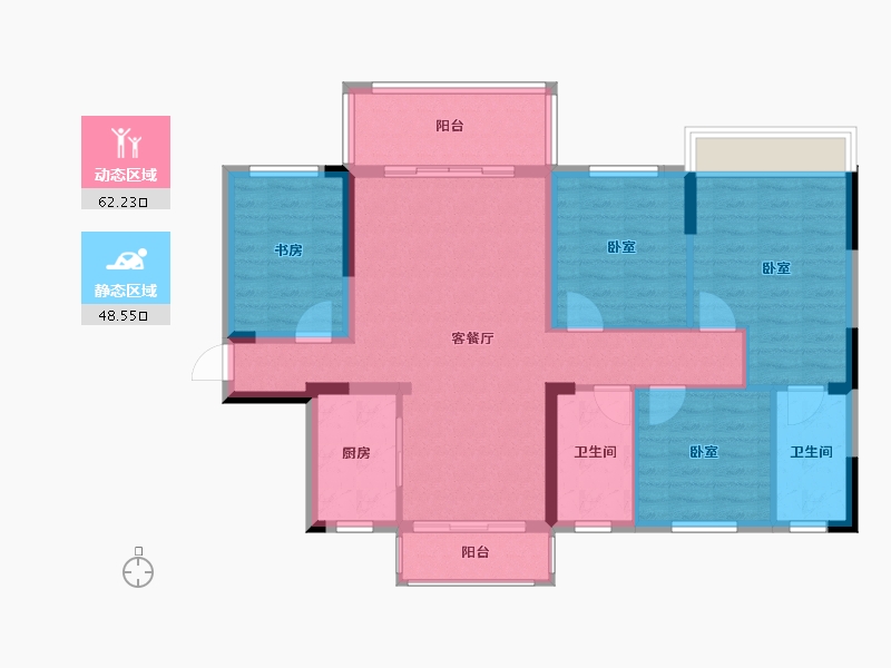 贵州省-毕节市-吉盛登科悦府-99.40-户型库-动静分区