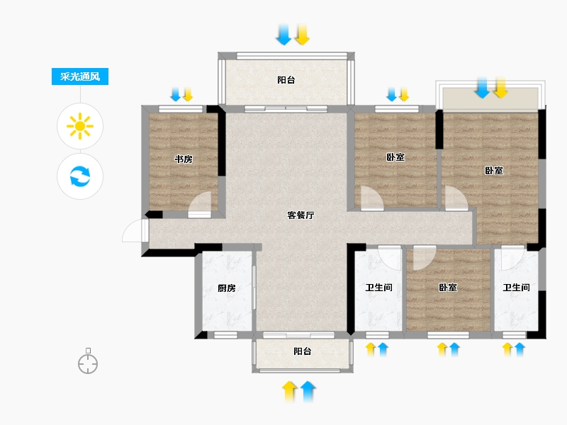 贵州省-毕节市-吉盛登科悦府-99.40-户型库-采光通风