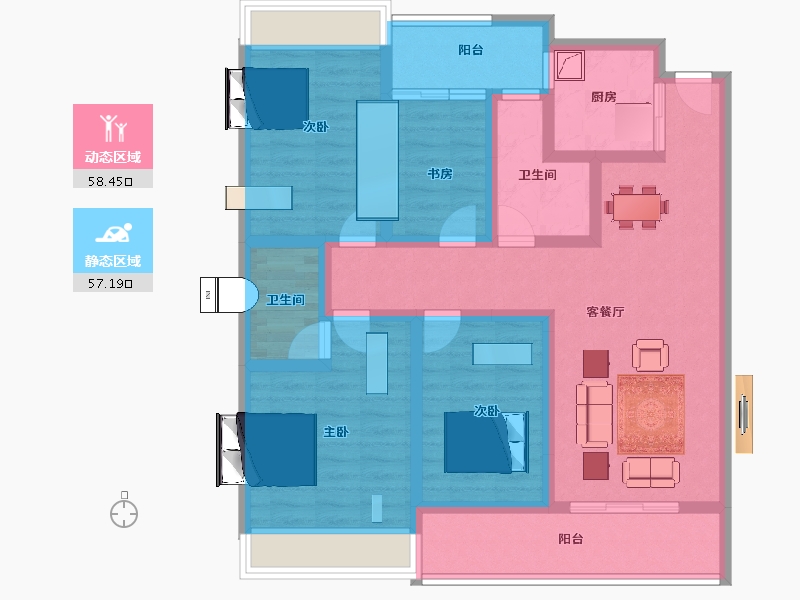 广东省-广州市-绿城美的晓风印月-100.68-户型库-动静分区