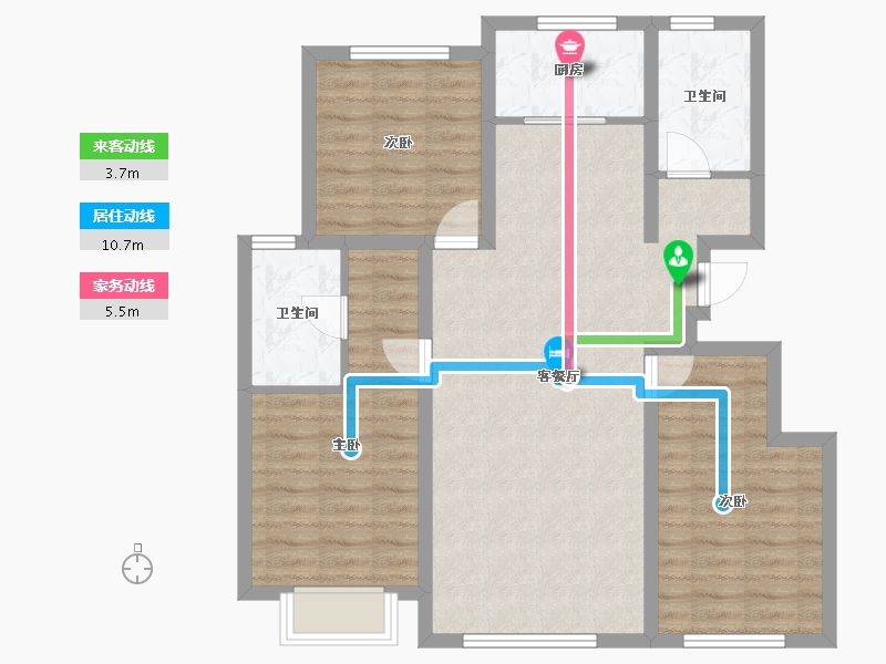 新疆维吾尔自治区-乌鲁木齐市-万田海棠花园-88.03-户型库-动静线