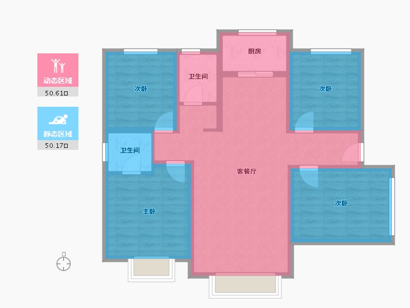 新疆维吾尔自治区-乌鲁木齐市-德睿尚品-89.31-户型库-动静分区