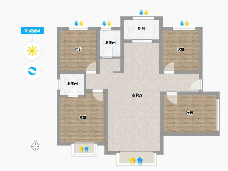 新疆维吾尔自治区-乌鲁木齐市-德睿尚品-89.31-户型库-采光通风