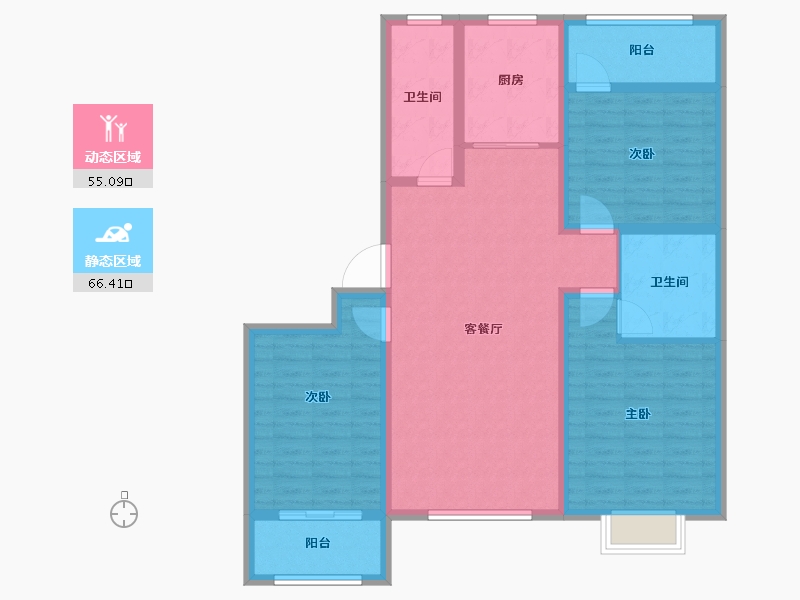 山东省-聊城市-兴城海德庄园-108.80-户型库-动静分区