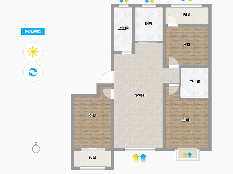 山东省-聊城市-兴城海德庄园-108.80-户型库-采光通风