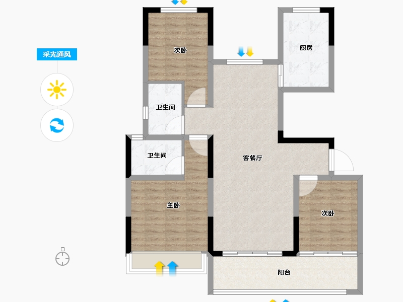 河南省-周口市-奥特莱斯望京府-96.80-户型库-采光通风