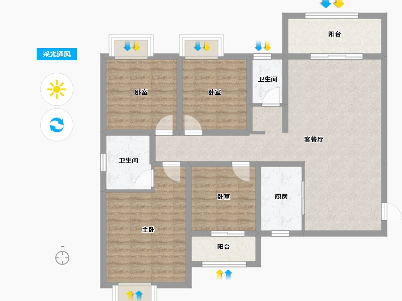 广西壮族自治区-桂林市-昭州鑫城C4区-105.97-户型库-采光通风