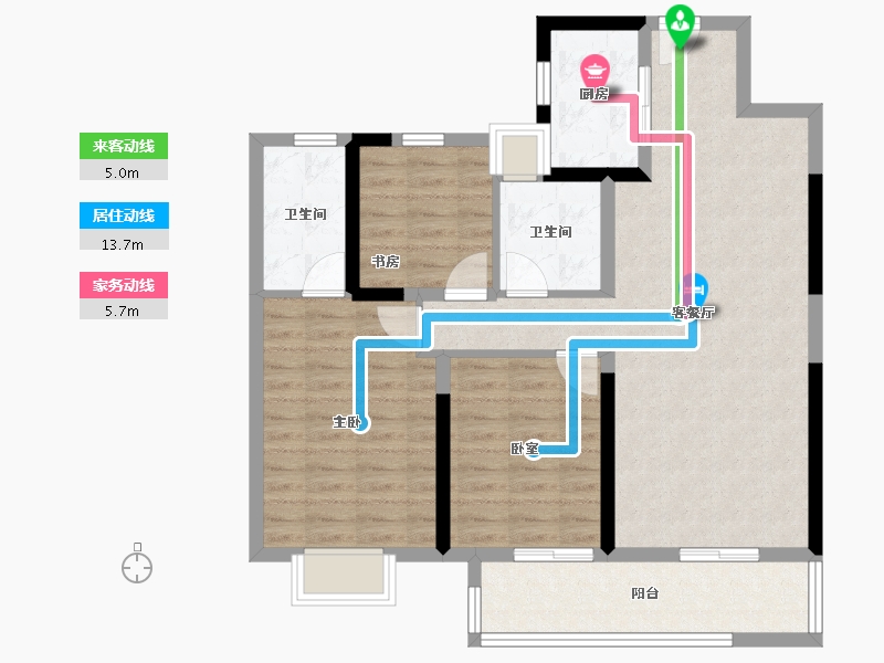 湖南省-长沙市-大汉汉府-89.65-户型库-动静线