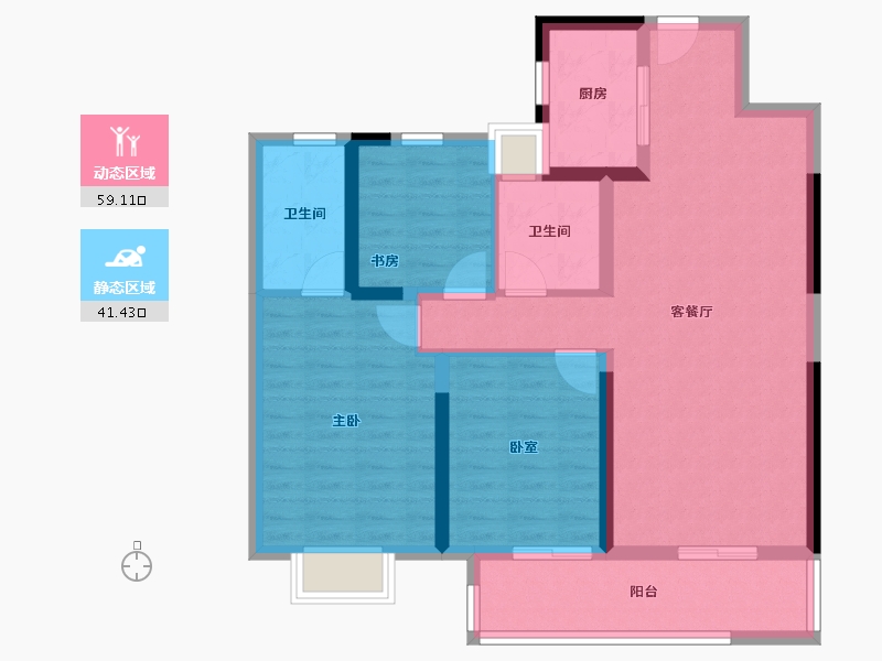 湖南省-长沙市-大汉汉府-89.65-户型库-动静分区