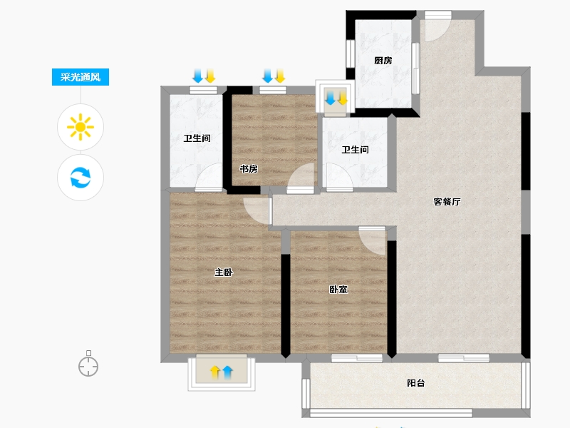 湖南省-长沙市-大汉汉府-89.65-户型库-采光通风