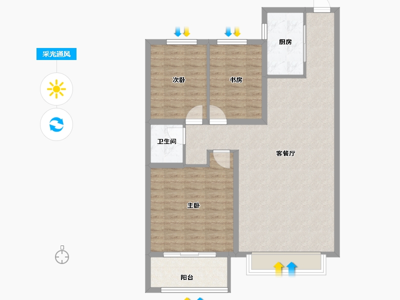 河北省-保定市-中新健康城中新悦上-89.77-户型库-采光通风