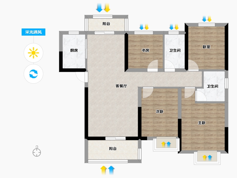 湖南省-长沙市-大汉汉府-92.22-户型库-采光通风