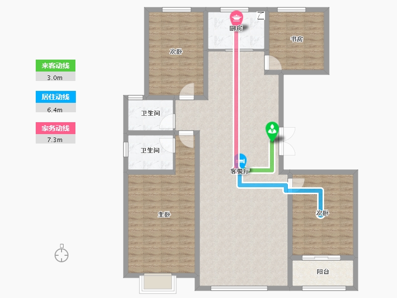 山东省-潍坊市-鸿运春熙园-132.80-户型库-动静线