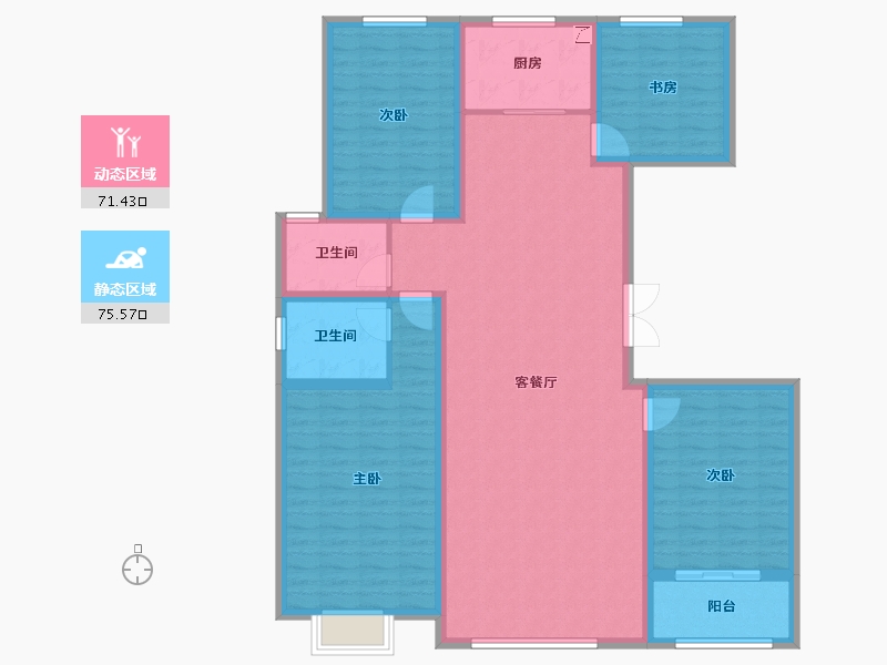 山东省-潍坊市-鸿运春熙园-132.80-户型库-动静分区