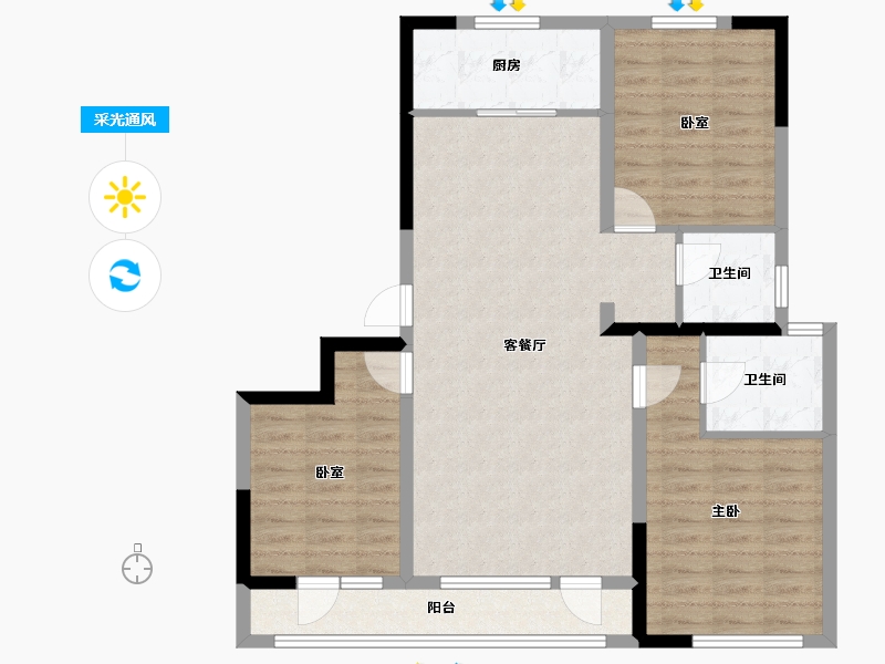 吉林省-吉林市-泊逸·天玺甲第-92.76-户型库-采光通风