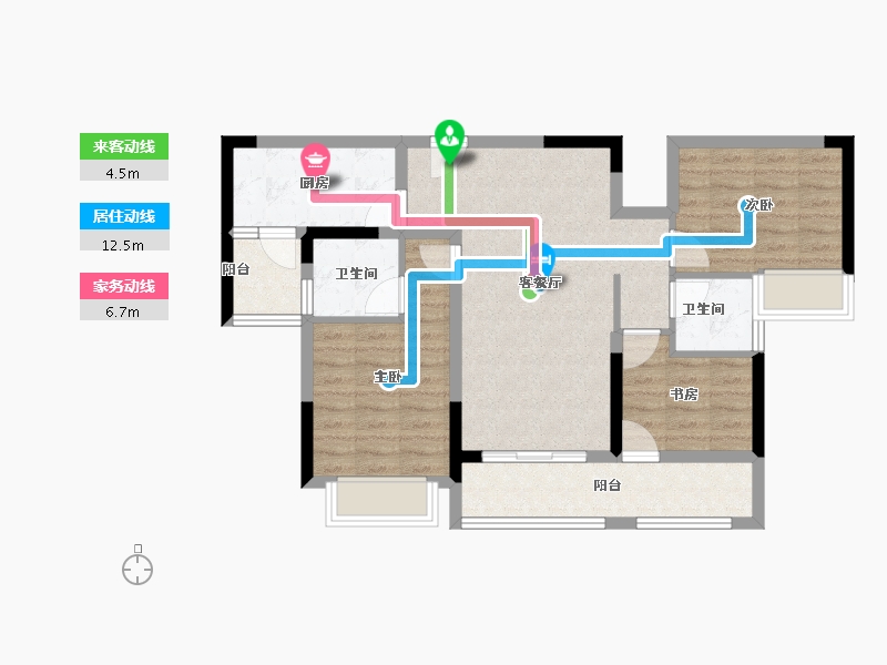 重庆-重庆市-北京城建龙樾生态城-77.36-户型库-动静线