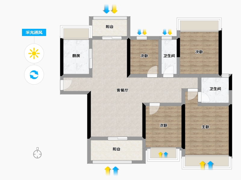 广东省-江门市-骏景湾星悦-97.14-户型库-采光通风