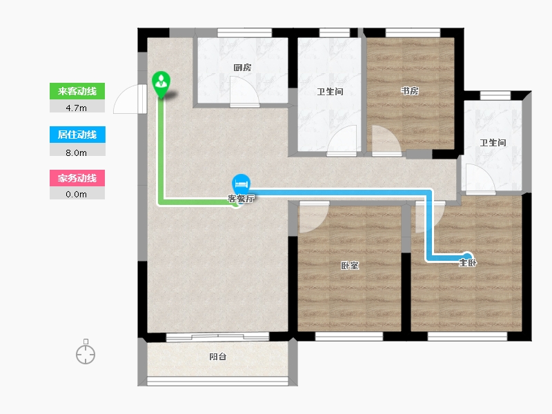 吉林省-吉林市-泊逸·天玺甲第-74.78-户型库-动静线