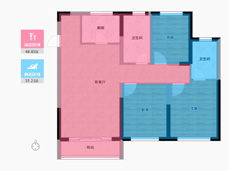 吉林省-吉林市-泊逸·天玺甲第-74.78-户型库-动静分区