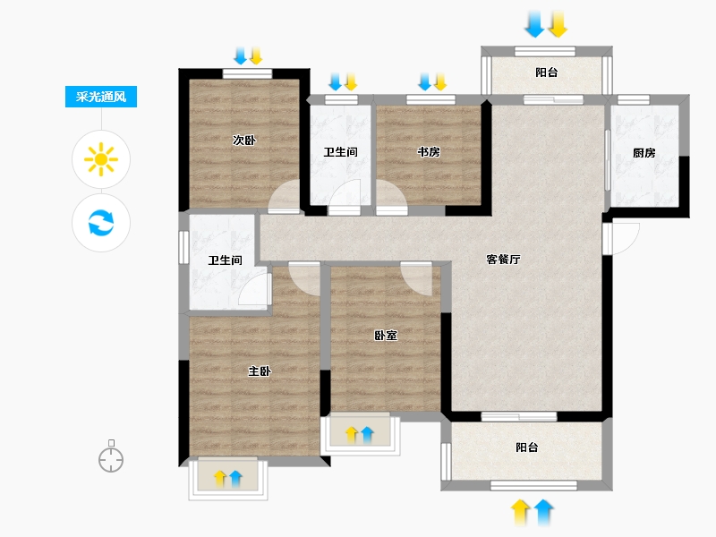 湖南省-长沙市-大汉汉府-92.34-户型库-采光通风