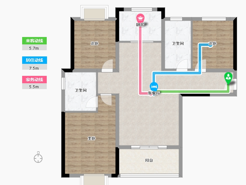 陕西省-汉中市-东关世纪新城-100.96-户型库-动静线