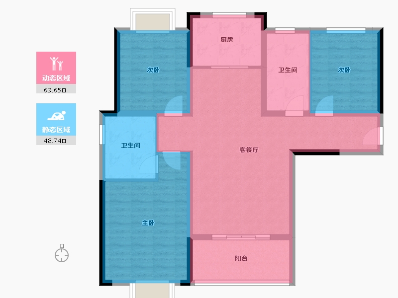 陕西省-汉中市-东关世纪新城-100.96-户型库-动静分区