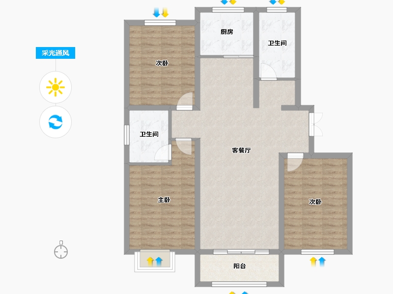 山东省-聊城市-兴城海德庄园-98.40-户型库-采光通风