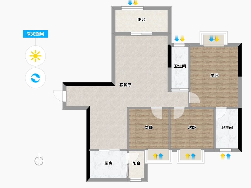 广东省-江门市-松鹤国际新城-88.34-户型库-采光通风