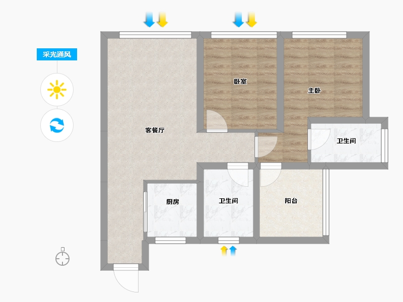 四川省-绵阳市-三汇四季公园-64.86-户型库-采光通风